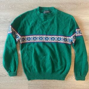 Women’s Jantzen Green Fair Isle Wool Crewneck Sweater